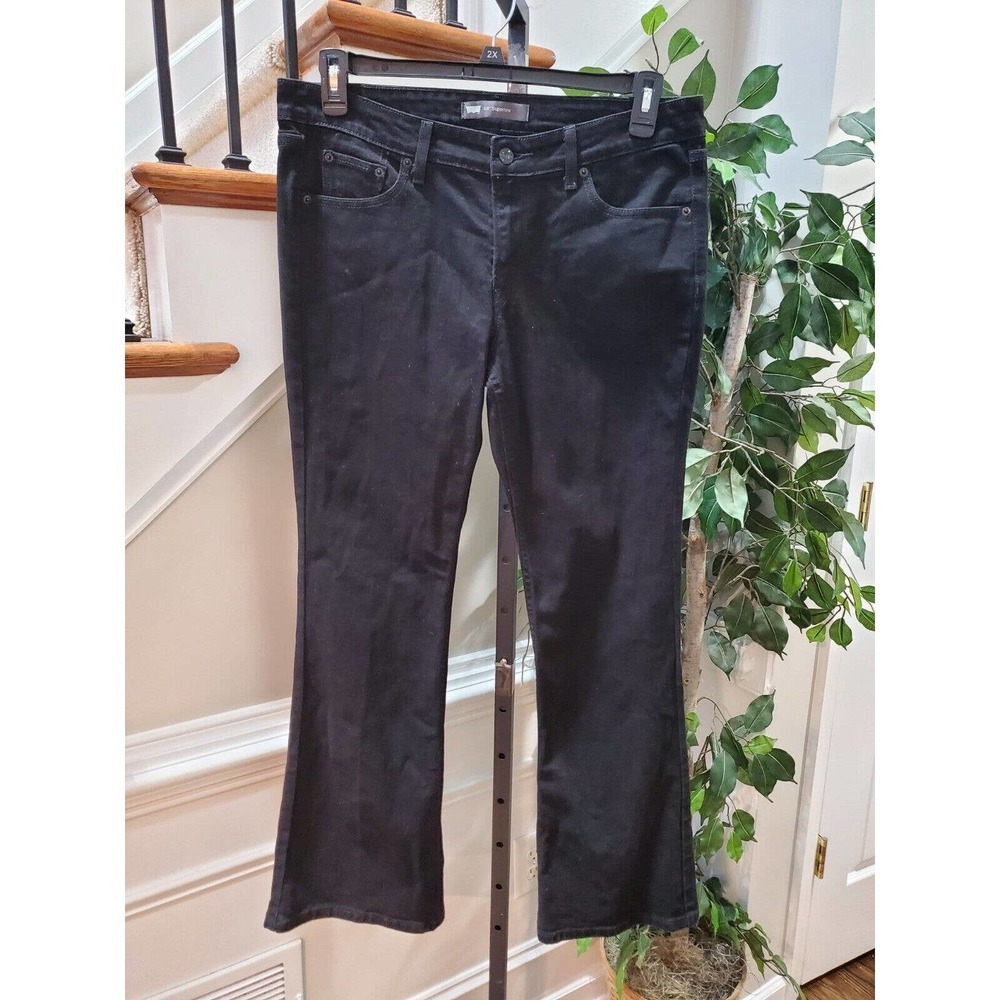 Levi's 518 Superlow Solid Black Denim Cotton Zipper Boot Cut Jeans 34×31